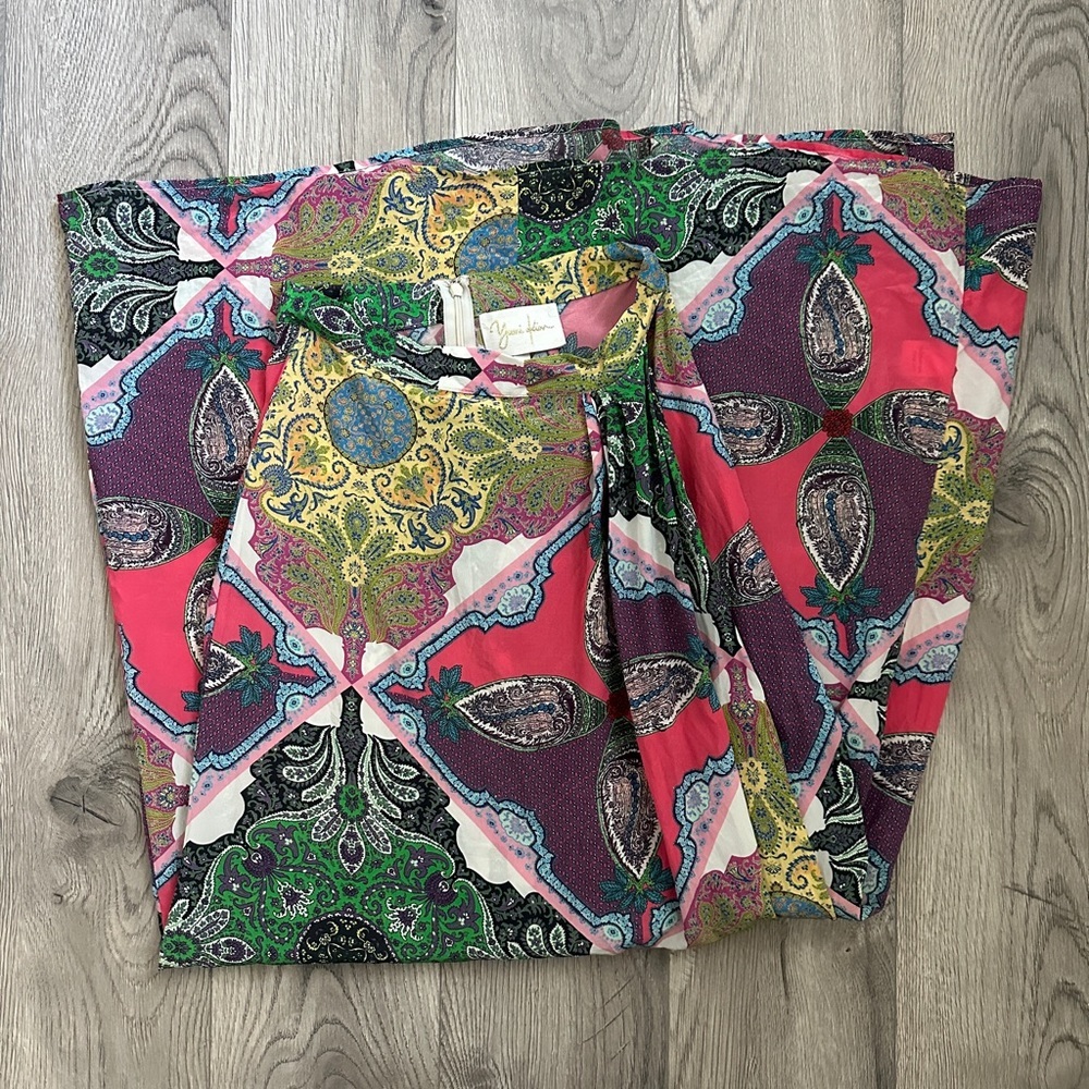 yumi kim full length silky patterned skirt size xs